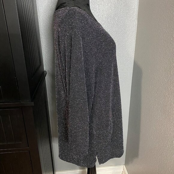 BonWorth Blouse Women’s XL Black Sparkle Metallic Shimmer Party Glam Holiday NWT - Picture 5 of 9